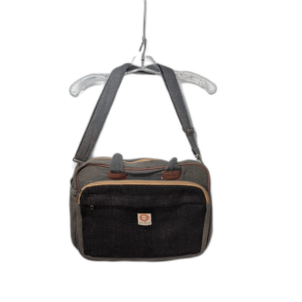 Naad Naturals Boho Hemp Messenger Laptop Bag Briefcase Earthy Gorpcore Canvas